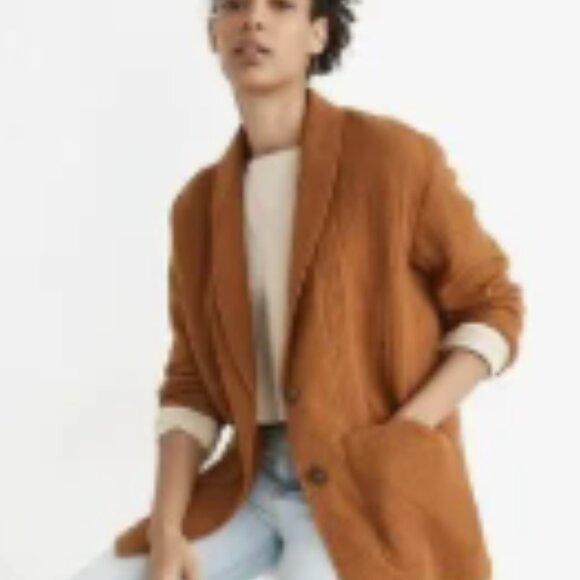 Madewell Drapey Double Gauze Easy Blazer Burnt Orange Jacket Sz XS - Picture 2 of 11